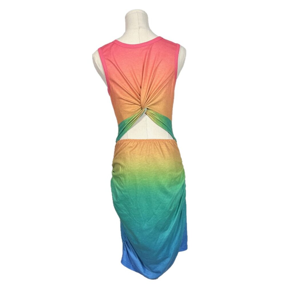 Twist Knot Cut Out Ruched Gradient Printed Mini Dress